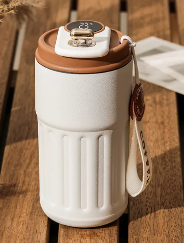 Taza de café portátil inteligente con pantalla digital, botella de agua de acero inoxidable, termo de coche, taza aislada para mantener el frío, 450ml