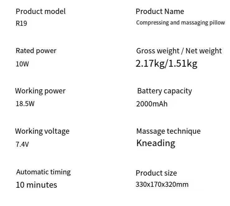 Almohada de masaje para cuello y hombros
