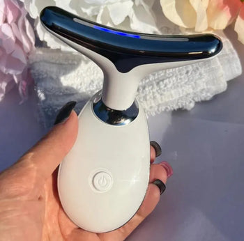 Appareil de massage facial de beauté, appareil facial à micro-courant de beauté ondulé 7 couleurs contre l'acné pour le raffermissement de la peau du visage et du cou,